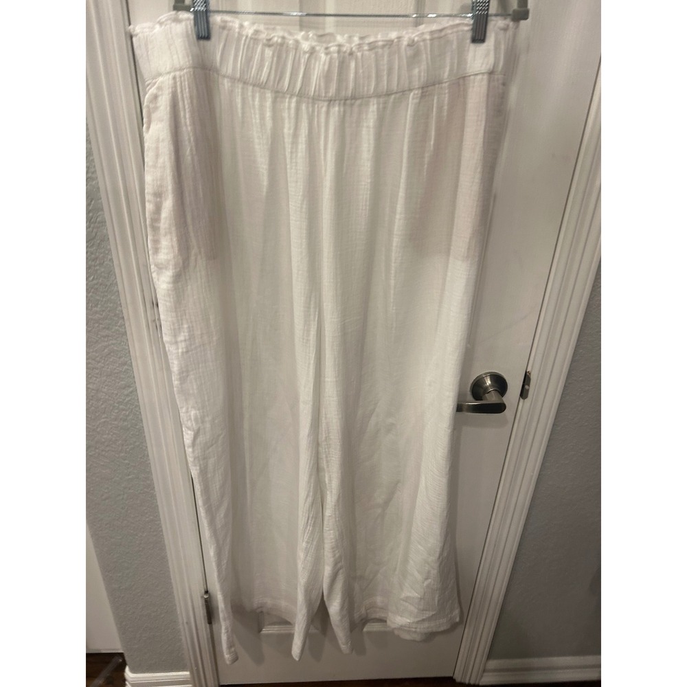 Vineyard Vines Pants White Cotton Gauze Wide Leg Paperbag Waist Beach Summer 2X